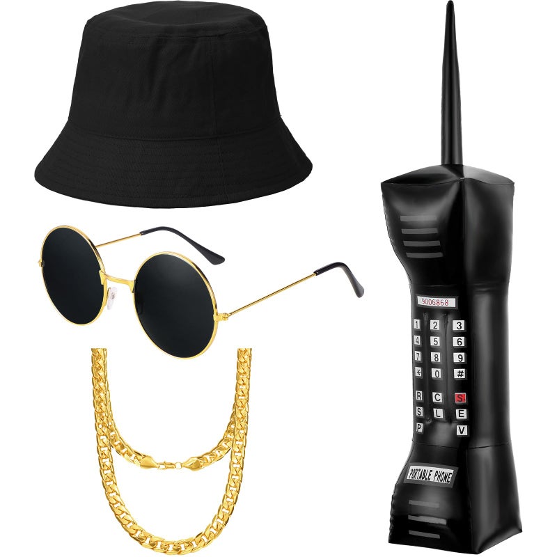 meekoo 80s/90s Hip Hop Costume Kit Cool Rapper Outfits for Men Women Bucket Hat Accessory Outfit Cosplay for Halloween Party(Black) - Image 1